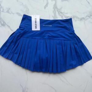 Gold Hinge Mediterranean Blue Tennis Pleated Skirt with Shorts Skort